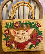 Isabella Fiore Vintage Beaded Pig Handbag, Verzenden, Zo goed als nieuw, Rood, Handtas