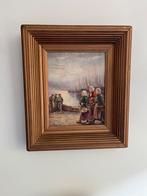 Antiek schilderij paneel , Vissersvrouwen ., Ophalen of Verzenden