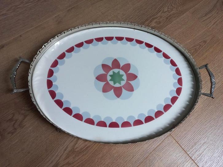 Vintage Art deco dienblad ovaal keramiek, Huis en Inrichting, Woonaccessoires | Dienbladen, Gebruikt, Overige materialen, Ovaal