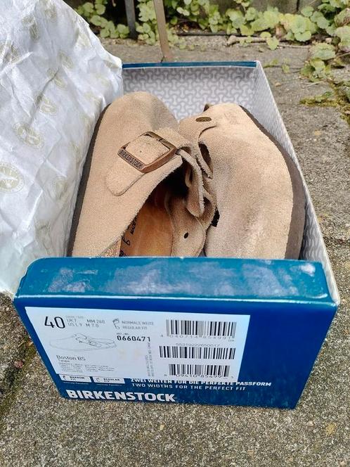 BIRCKENSTOCK BOSTON Soft footbed SUÈDE In doos REGULAR/WIDE, Kleding | Dames, Schoenen, Gedragen, Overige typen, Beige, Ophalen of Verzenden