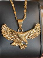 18 karaat goud vergulde ketting met adelaarhanger, Ophalen of Verzenden, Zo goed als nieuw, Goud, Overige materialen