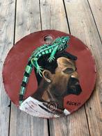“Pacho” Curaçao Deksel Drum “Leguaan op Hoofd” + Certificaat, Huis en Inrichting, Ophalen of Verzenden, Zo goed als nieuw, Schilderij