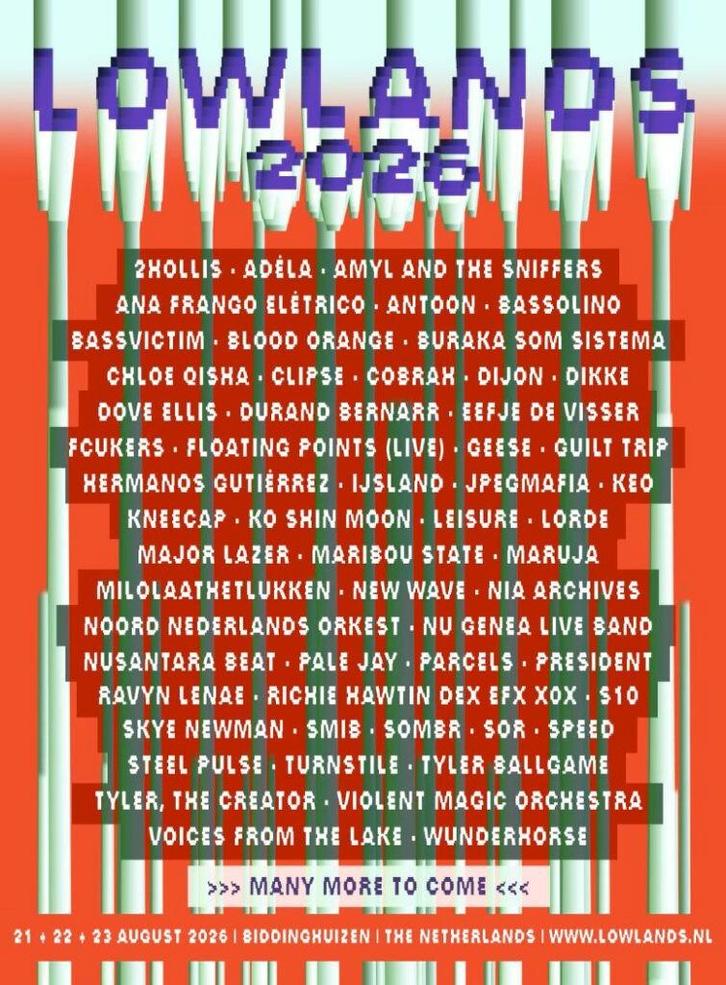 2 x Lowlands 2026 tickets, Tickets en Kaartjes, Overige Tickets en Kaartjes, Drie personen of meer