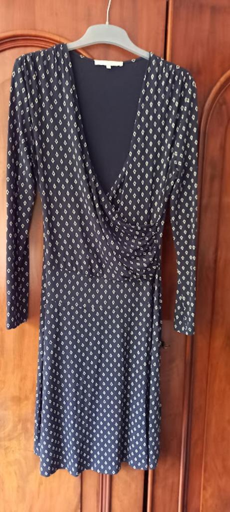 Jurk, marineblauw, La fée Maraboutée, maat S/M, Kleding | Dames, Jurken, Zo goed als nieuw, Maat 38/40 (M), Blauw, Knielengte