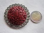 35.  Schitterende oude broche, China,  cinnabar zilver, Sieraden, Tassen en Uiterlijk, Antieke sieraden, Ophalen, Zilver, Broche
