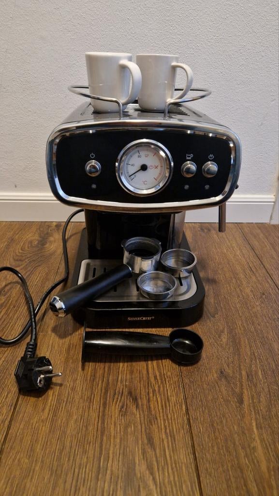 Espressomachine Silvercrest, zwart met chroom accenten, Witgoed en Apparatuur, Koffiezetapparaten, Ophalen of Verzenden, Espresso apparaat