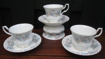 4x Royal Kent Trendside 3 Kop & Schotel en 1 Suikerschaaltje beschikbaar voor biedingen