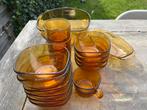 Vintage amber kleurig Vereco en Elsadur glaswerk, Glas, Overige stijlen, Glas of Glazen, Gebruikt