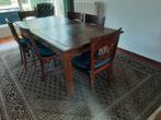 Koloniale uitschuifbare eettafel plus 6 bijbehorende stoelen, Huis en Inrichting, Tafels | Eettafels, Ophalen, Koloniaal, Teakhout