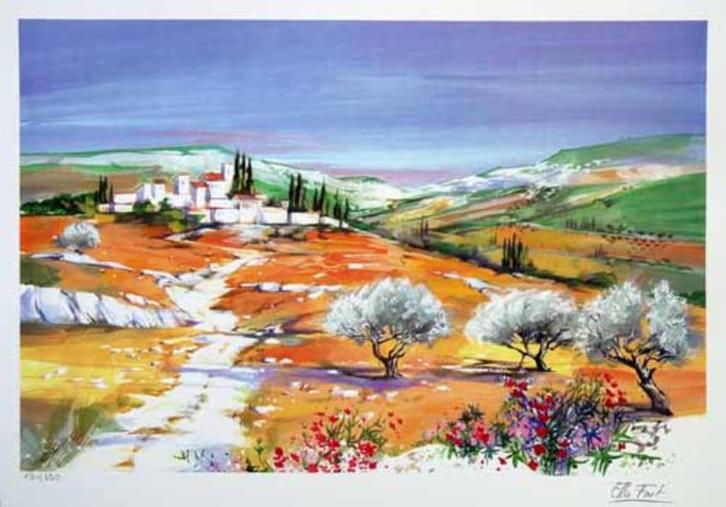 Ella Fort Kleur Zeefdruk " Floraison apres Hiver " Ges Gen, Antiek en Kunst, Kunst | Litho's en Zeefdrukken, Ophalen of Verzenden