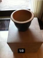 Bloempot keramiek blauw glazuur H 25 cm Br 30 cm, Tuin en Terras, 25 tot 40 cm, Rond, Binnen, Ophalen of Verzenden