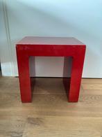 Rode metallic  bijzettafeltje, Huis en Inrichting, Ophalen, Minder dan 55 cm, Gebruikt, Vierkant