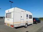 Knaus Südwind 400 – Airco, nieuwe banden & fietsendrager !, Caravans en Kamperen, Caravans, Vast bed, Treinzit, Particulier, 500 - 750 kg