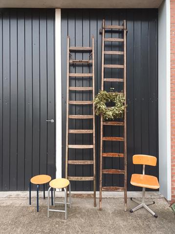 Mooie houten industriële ladder trap hout kruk schoolstoel beschikbaar voor biedingen