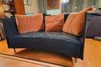 Montis design bank donker blauw leer, oranje mohaire kussens, Ophalen, Gebruikt, Ellips vorm, 150 tot 200 cm