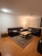 Bruin leren bankstel, Huis en Inrichting, Banken | Bankstellen, Ophalen, Gebruikt, 75 tot 100 cm