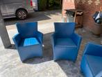 MONTIS blauw leren eetkamerstoelen, Ophalen, Gebruikt, Blauw, Leer