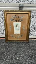 Vintage religieus schilderij met mooie lijst jaren 50/60, Ophalen of Verzenden, Gebruikt, Hout, Minder dan 50 cm