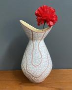 50 jaren vissenbek vaas MARZI & REMY in zalm roze met wit, Gebruikt, Wit, Aardewerk of Porselein, Ophalen of Verzenden