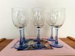 6x wijnglas lichtblauwe voet Luminarc France, Ophalen of Verzenden, Zo goed als nieuw, Overige typen