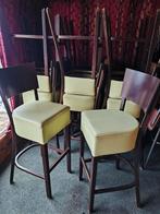 Horeca barkrukken Hout/skai leer in nette staat! 14stuks, Ophalen, Met voetsteun, 60 tot 90 cm, Leer