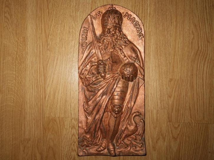 vintage verkoperd reliëf, Karel de Grote, Carolus Magnus, Antiek en Kunst, Curiosa en Brocante, Verzenden