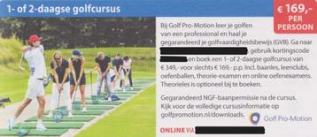 Golf Pro-Motion. € 169,- korting p.p. Postcodeloterij bon.  beschikbaar voor biedingen