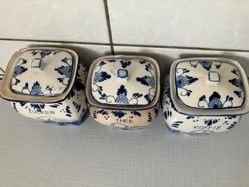 Delfts Blauw Voorraadpotten Set - Koffie, Thee, Suiker beschikbaar voor biedingen
