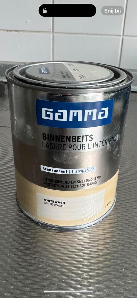Gamma binnenbeits transparant whitewash, Doe-het-zelf en Verbouw, Verf, Beits en Lak, Zo goed als nieuw, Beits, Minder dan 5 liter