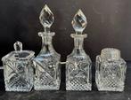 antiek 4 delig set  kristal olie en azijn, mosterd en zout, Antiek en Kunst, Antiek | Glas en Kristal, Ophalen of Verzenden