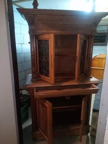 Vintage antiek Mechelse kast / glas in lood glasinlood beschikbaar voor biedingen