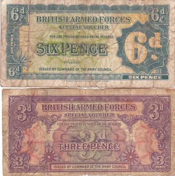 BRITISH ARMED  FORCES    3 en 6  PENCE  beschikbaar voor biedingen