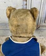 Grote jaren 50 stro gevulde beer met houten schijven, Verzamelen, Beren en Cherished Teddies, Ophalen of Verzenden, Gebruikt, Stoffen beer