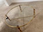 Glazen messing tafel rond, Huis en Inrichting, Ophalen, Rond, Glas, 50 tot 100 cm