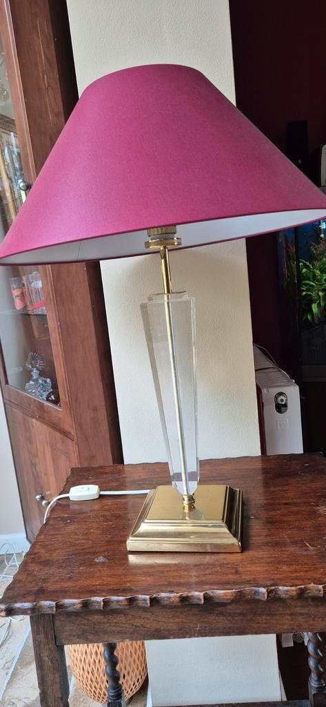 Lucite Lamp met Roze Kap, Huis en Inrichting, Lampen | Vloerlampen, Zo goed als nieuw, Minder dan 100 cm, Kunststof, Metaal, Stof