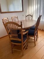 Grenen Eetkamertafel met 6 Stoelen, Ophalen, Gebruikt, 100 tot 150 cm, Vijf personen of meer