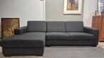 Antraciet Goossens hoekbank Lucca met chaise longue, 250 tot 300 cm, Hoekbank, Driepersoons, Zo goed als nieuw
