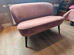 Roze fluwelen loveseat WOOOD Sara – 2-zits bankje, Ophalen, Tweepersoons, 75 tot 100 cm, Zo goed als nieuw