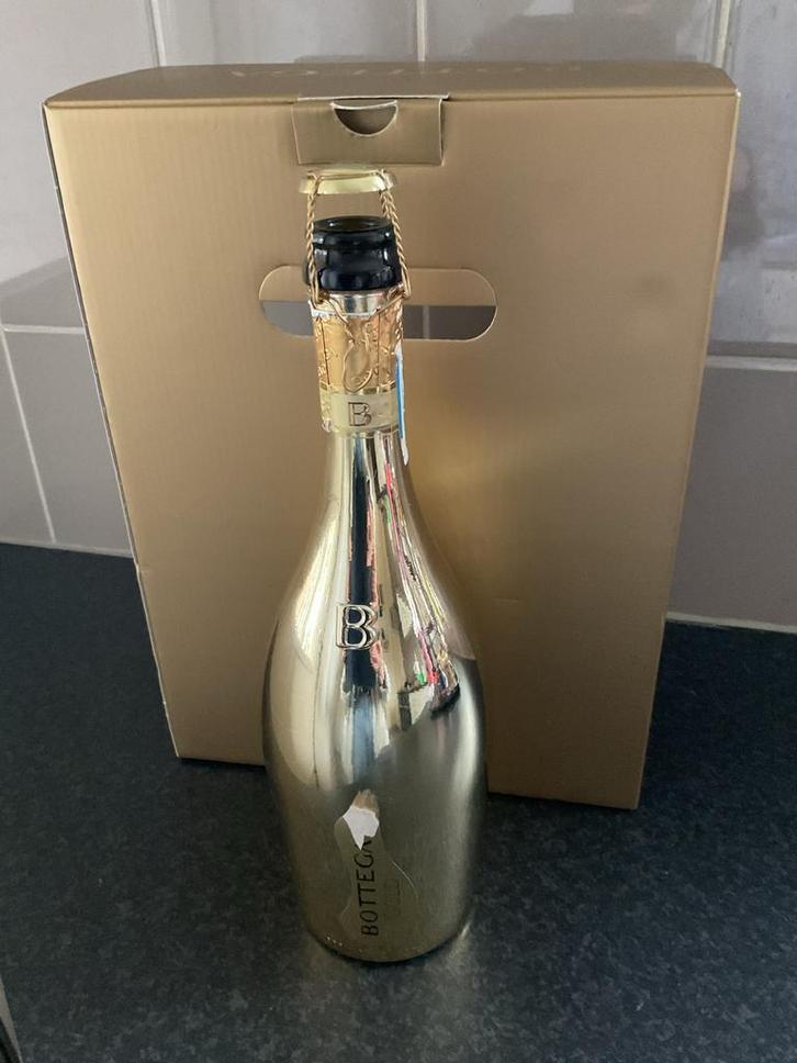 Lege Bottega Gold Champagne Fles, Verzamelen, Wijnen, Gebruikt, Overige typen, Ophalen of Verzenden