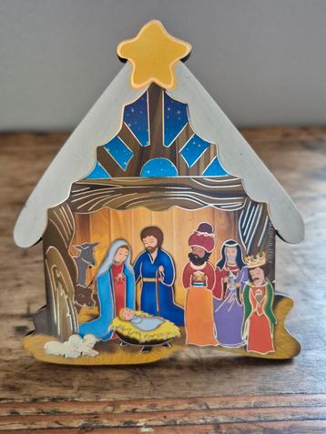 Mini Kerststal Hout - 13cm beschikbaar voor biedingen