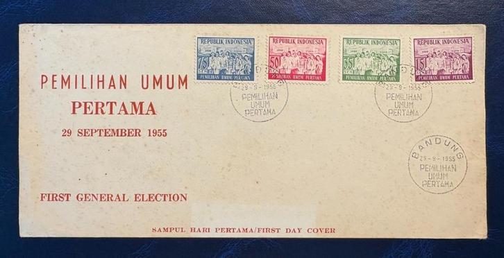 Indonesië FDC 29 september 1955, Postzegels en Munten, Postzegels | Eerstedagenveloppen, Onbeschreven, Rest van de wereld, Verzenden