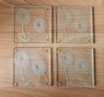 Glazen onderzetters met bloemen, Ophalen of Verzenden, Gebruikt, Glas of Kopje