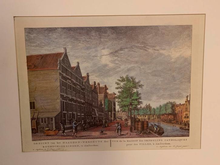 Fouquet Atlas prent - Maagdenweeshuis Amsterdam, Antiek en Kunst, Kunst | Etsen en Gravures, Ophalen