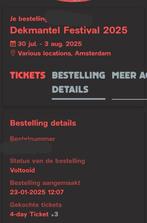 3x 4-Dagen Ticket Dekmantel Festival 31-7 tot 3-8, Tickets en Kaartjes, Evenementen en Festivals, Drie personen of meer
