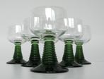 Vintage Roemers wijnglazen op groene voet kristal 70s 100 ml, Ophalen of Verzenden, Gebruikt, Overige typen