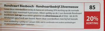 Rondvaart Biesbosch-Rondvaartbedrijf Zilvermeeuw 20% korting beschikbaar voor biedingen