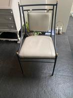 Te koop design glazen eettafel met 6 leren stoelen, Huis en Inrichting, Complete eetkamers, Ophalen, Gebruikt, Klassiek, 4 tot 6 stoelen