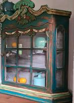 Wandkast vitrinekast vintage boho India stijl, Huis en Inrichting, Kasten | Vitrinekasten, Ophalen, Met deur(en), 50 tot 100 cm