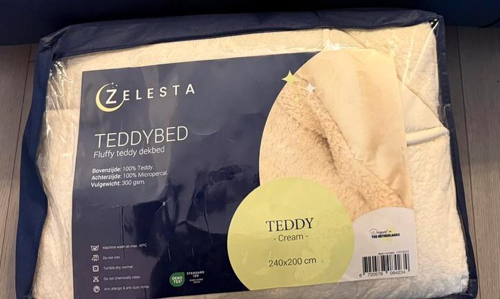 Zelesta Teddy Dekbed – Fluffy & Warm – 240x200 cm – Cream, Huis en Inrichting, Slaapkamer | Beddengoed, Nieuw, Deken of Dekbed