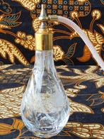 Mooie oude Engelse parfumverstuiver van kristal en koper., Antiek en Kunst, Ophalen of Verzenden